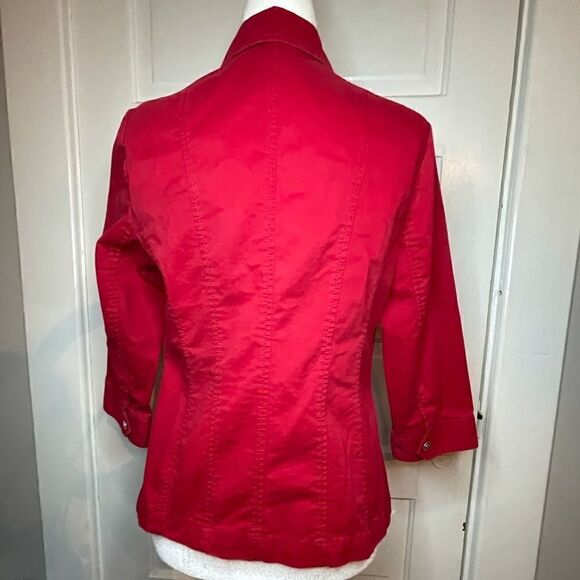 Chico’s Red Zip Up Jacket w/ 3/4 Length Sleeves - Picture 7 of 11